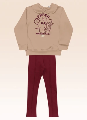 Fakini Kids - Conjunto Blusão e Legging Bege - FAKINI KIDS