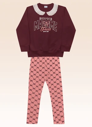 Fakini Kids - Conjunto Blusão e Legging Bordo - FAKINI KIDS