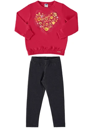 Marlan - Conjunto Blusão e Legging Coração Vermelho - MARLAN