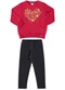 Marlan - Conjunto Menina Blusão e Legging Coração Rosa - variação: Vermelho