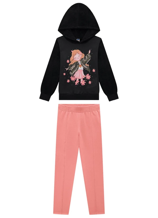 Marlan - Conjunto Blusão e Legging em Molecotton Preto