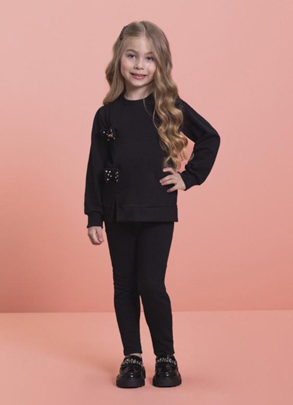 Milli e Nina - Conjunto Blusão e Legging em Molecotton Preto
