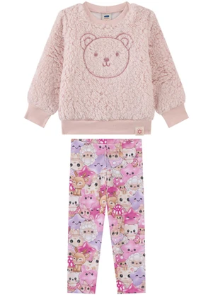 Marlan - Conjunto Blusão e Legging em Molecotton Rosa - MARLAN