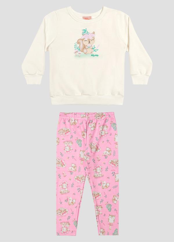 Kely Kety - Conjunto Blusão e Legging Estampada Branco