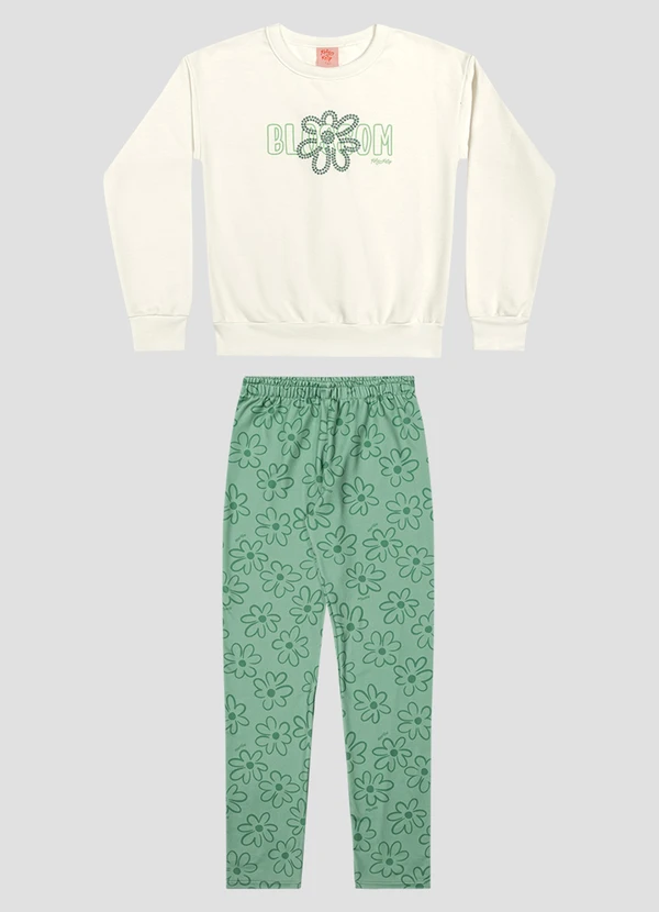 Kely Kety - Conjunto Blusão e Legging Floral Natural