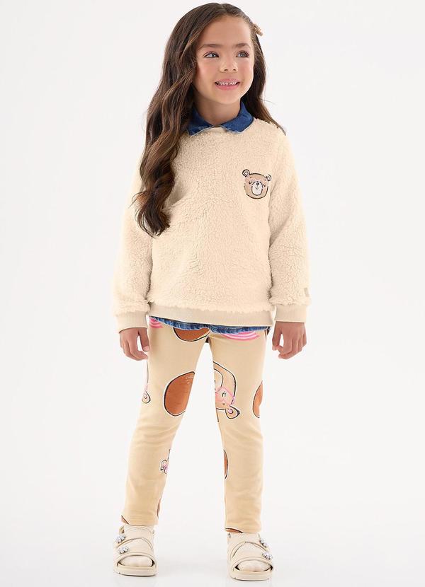 Up Baby - Conjunto Blusão e Legging Infantil Bege