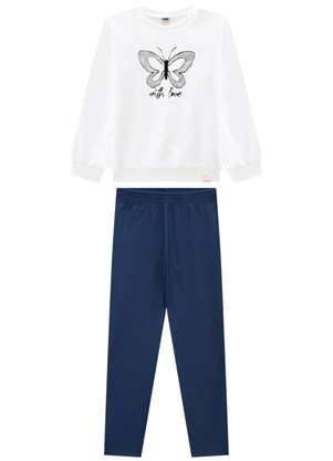 Marlan - Conjunto Blusão e Legging Jeans Branco - MARLAN