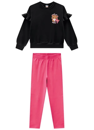 Marlan - Conjunto Blusão e Legging Jeans Preto - MARLAN