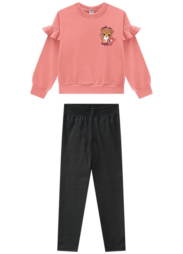 Marlan - Conjunto Blusão e Legging Jeans Rosa 1