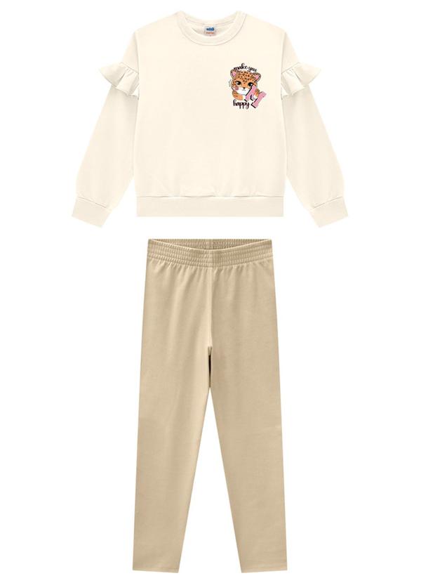 Marlan - Conjunto Blusão e Legging Jeans Bege 2