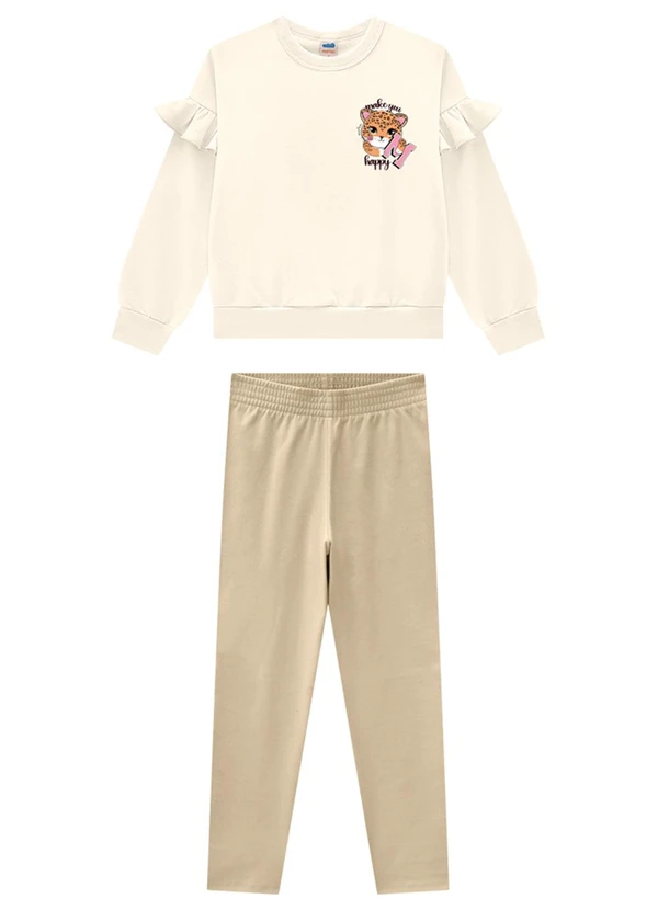 Marlan - Conjunto Blusão e Legging Jeans Bege 2