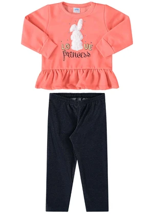 Marlan - Conjunto Blusão e Legging Love Princess Laranja - MARLAN
