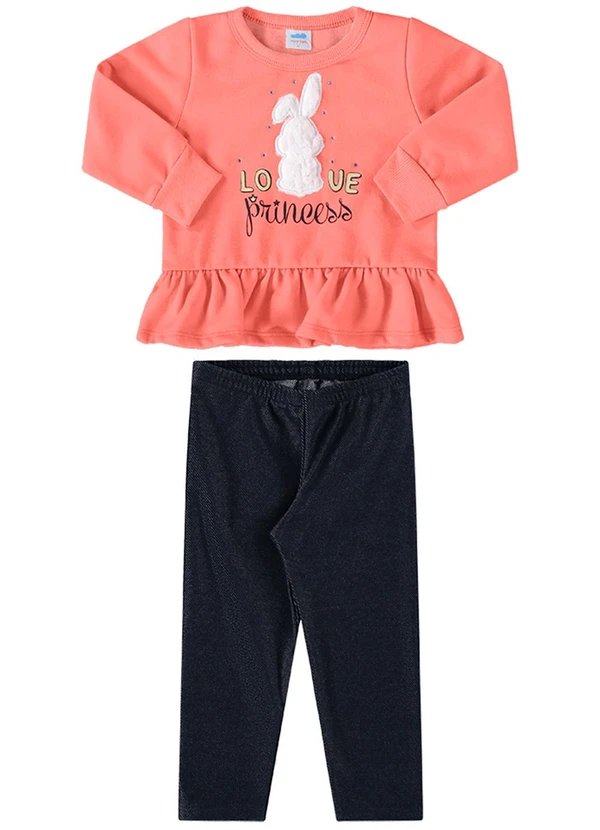 Marlan - Conjunto Blusão e Legging Love Princess Laranja