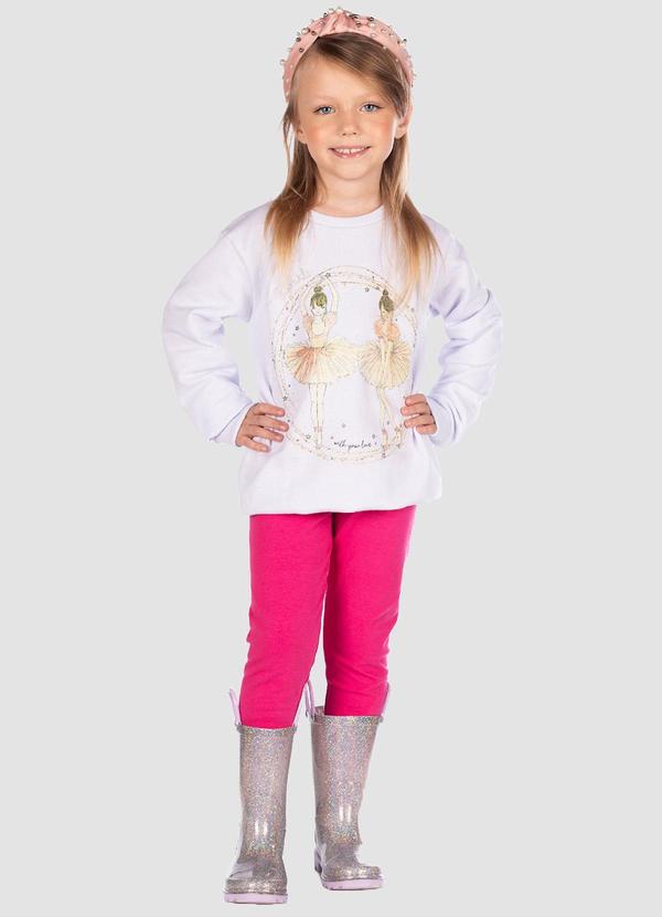 Turminha - Conjunto Blusão e Legging Menina Branco