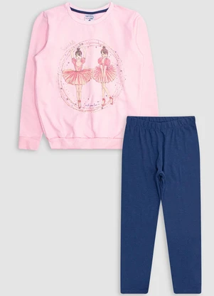 Turminha - Conjunto Blusão e Legging Menina Rosa - TURMINHA