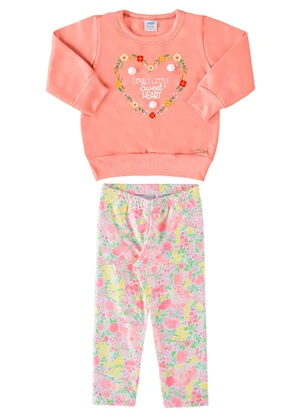 Marlan - Conjunto Blusão e Legging Mini Floral Laranja - MARLAN