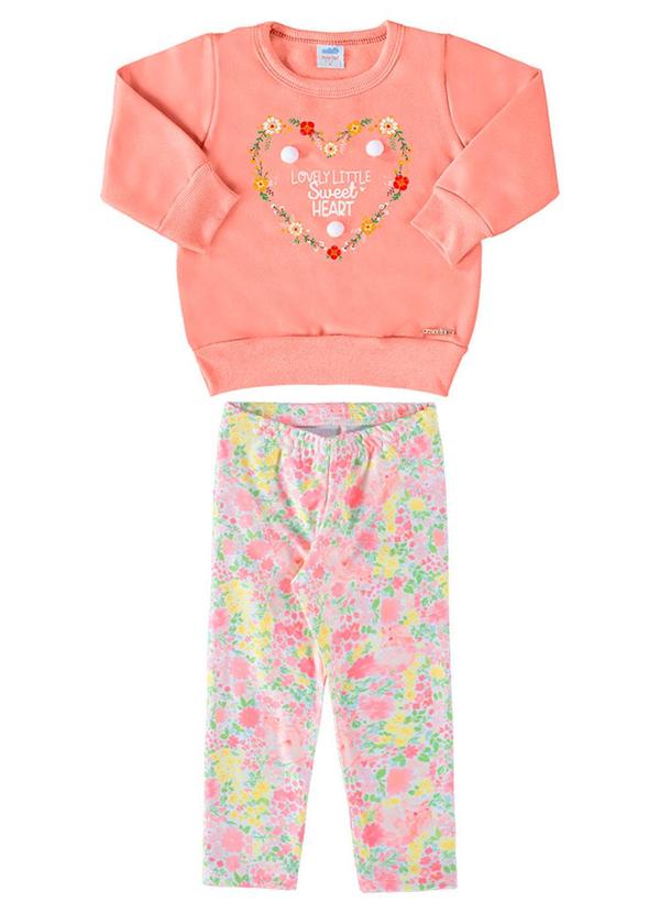 Marlan - Conjunto Blusão e Legging Mini Floral Laranja