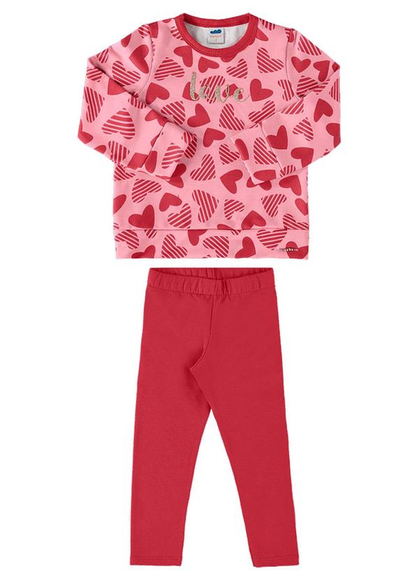 Marlan - Conjunto Blusão e Legging Molecotton Love Rosa