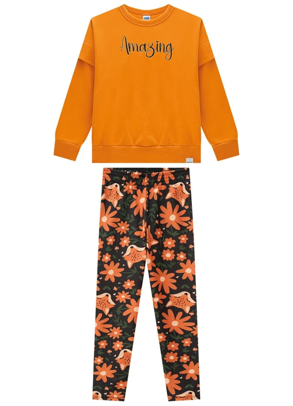 Marlan - Conjunto Blusão e Legging Molecotton Laranja 2