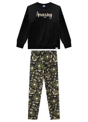 Marlan - Conjunto Blusão e Legging Molecotton Preto - MARLAN