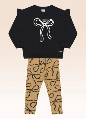 Fakini Kids - Conjunto Blusão e Legging Preto - FAKINI KIDS