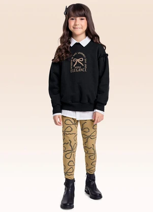 Fakini Kids - Conjunto Blusão e Legging Preto - FAKINI KIDS