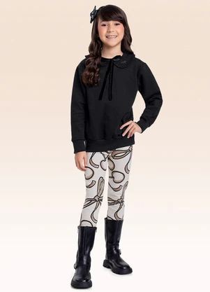 Fakini Kids - Conjunto Blusão e Legging Preto - FAKINI KIDS