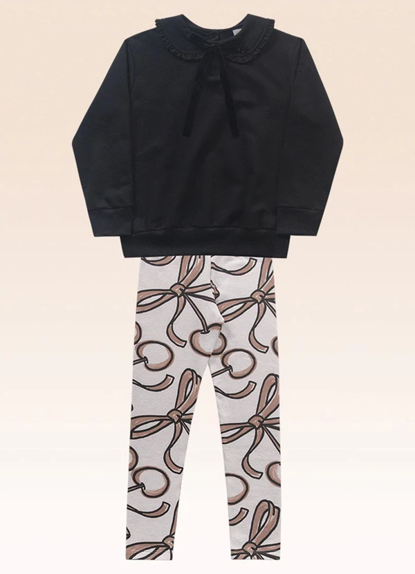 Fakini Kids - Conjunto Blusão e Legging Preto 3