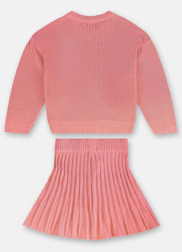 Up Baby - Conjunto Blusão e Saia em Tricot Rosa 3