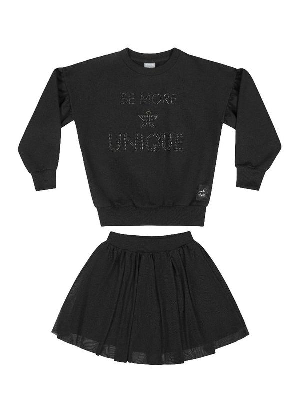 Quimby - Conjunto Blusão e Saia Infantil Preto