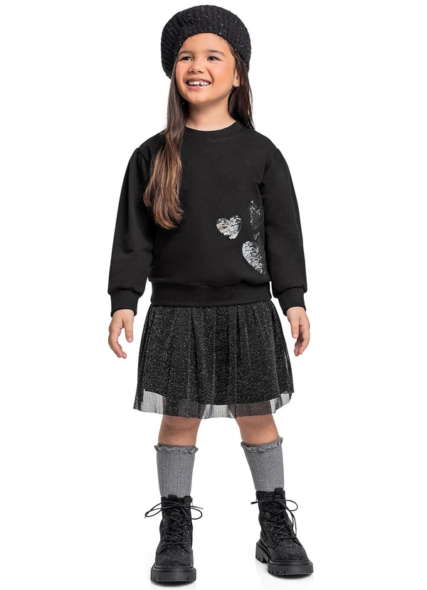 Quimby - Conjunto Blusão e Saia para Menina Preto
