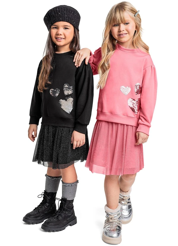 Quimby - Conjunto Blusão e Saia para Menina Preto 2