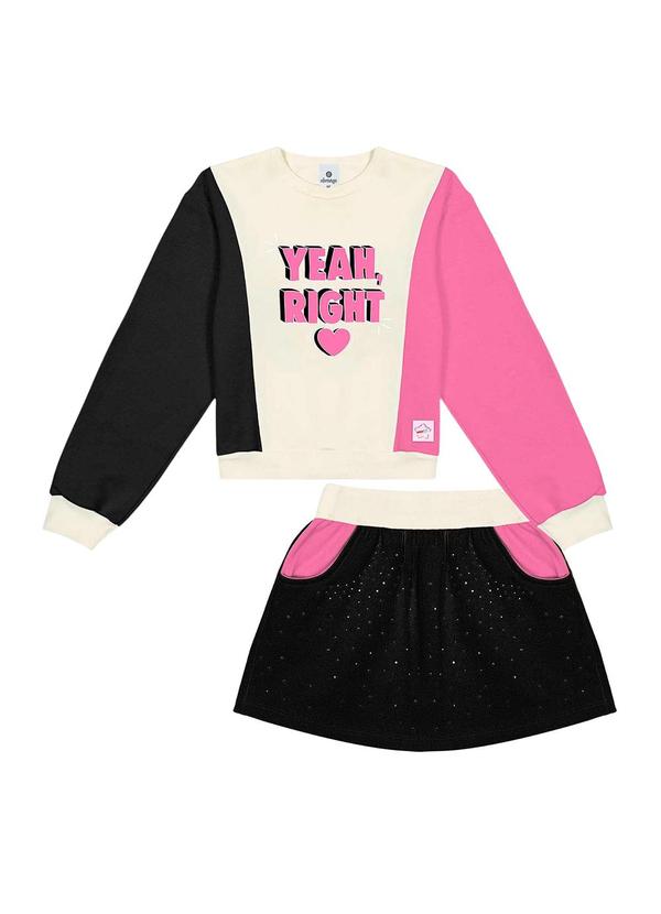 Abrange - Conjunto Blusão e Short-Saia Color Block Preto