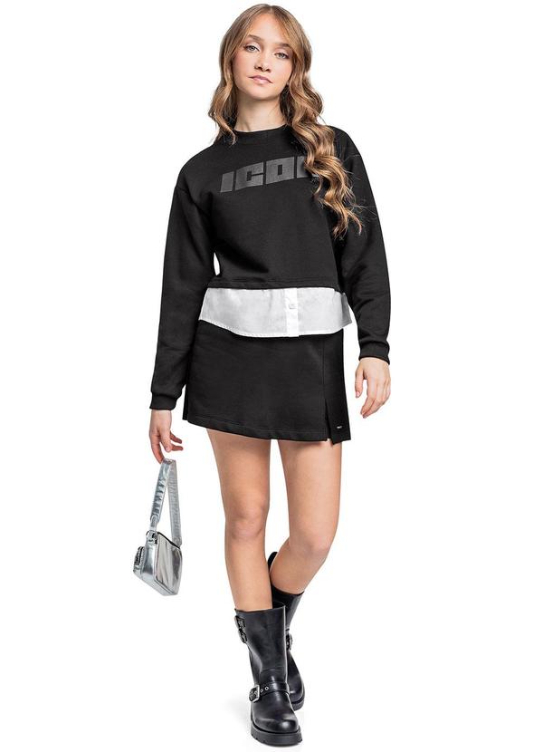 Gloss - Conjunto Blusão e Short-Saia Juvenil Preto