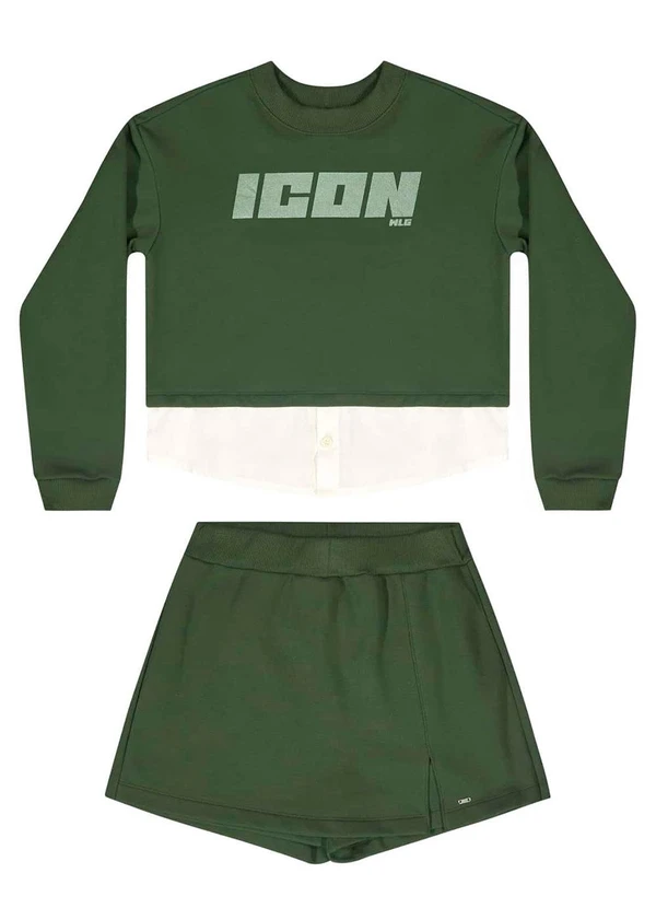 Gloss - Conjunto Blusão e Short-Saia Juvenil Verde 3