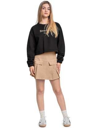 Gloss - Conjunto Blusão e Short-Saia Preto - GLOSS