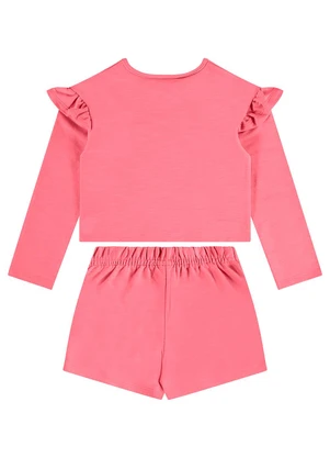 Guloseima - Conjunto Blusão e Short-Saia Rosa - GULOSEIMA