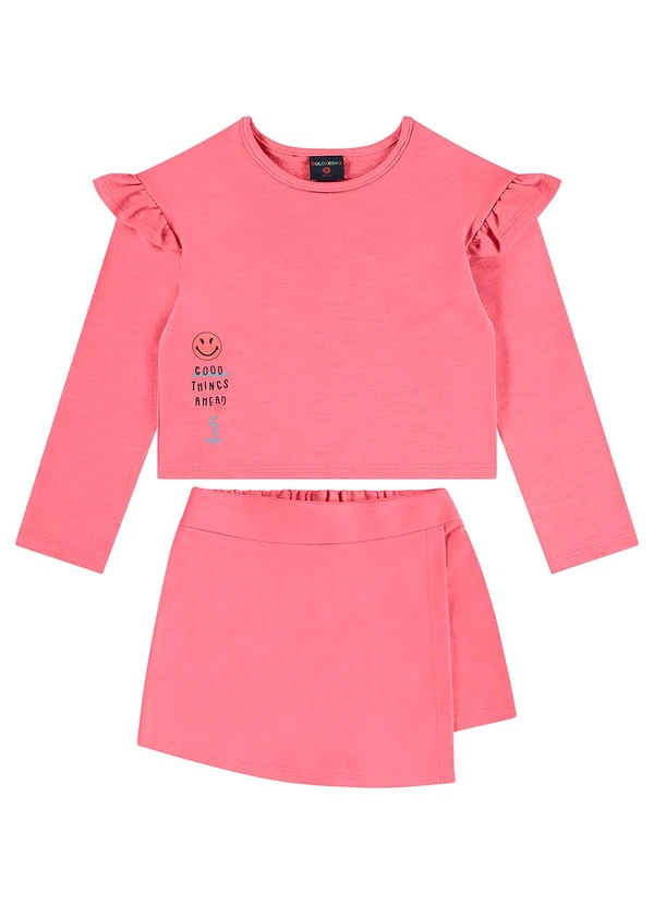 Guloseima - Conjunto Blusão e Short-Saia Rosa