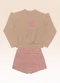 Fakini Kids - Conjunto Blusão e Shorts Saia Vermelho - variação: Bege