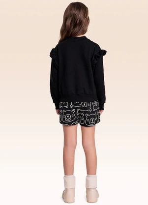 Fakini Kids - Conjunto Blusão e Shorts Saia Preto - FAKINI KIDS