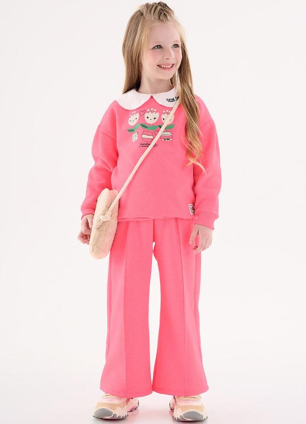 Up Baby - Conjunto Blusão e Wide Leg Infantil Rosa