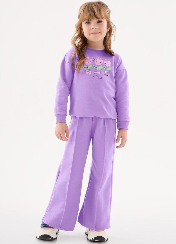Up Baby - Conjunto Blusão e Wide Leg Infantil Roxo