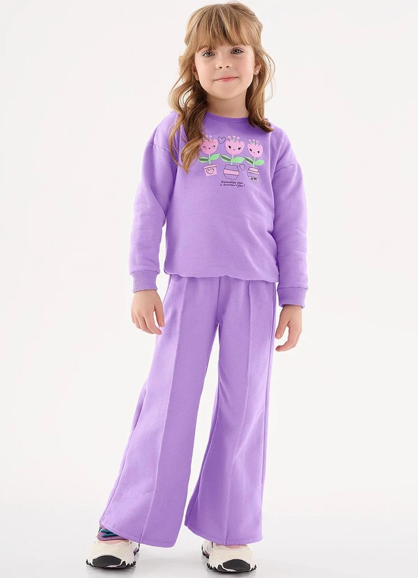 Up Baby - Conjunto Blusão e Wide Leg Infantil Roxo