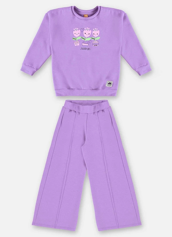 Up Baby - Conjunto Blusão e Wide Leg Infantil Roxo 2