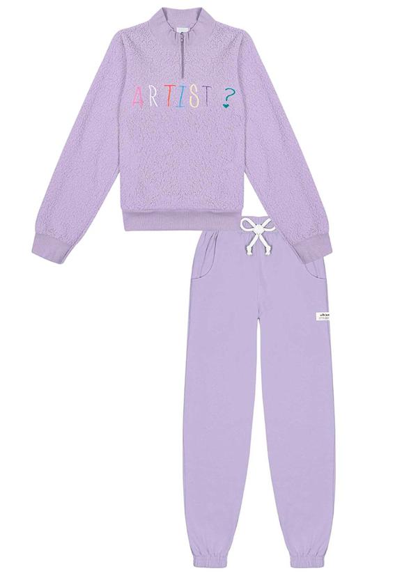 Abrange - Conjunto Blusão em Pelo e Calça Roxo