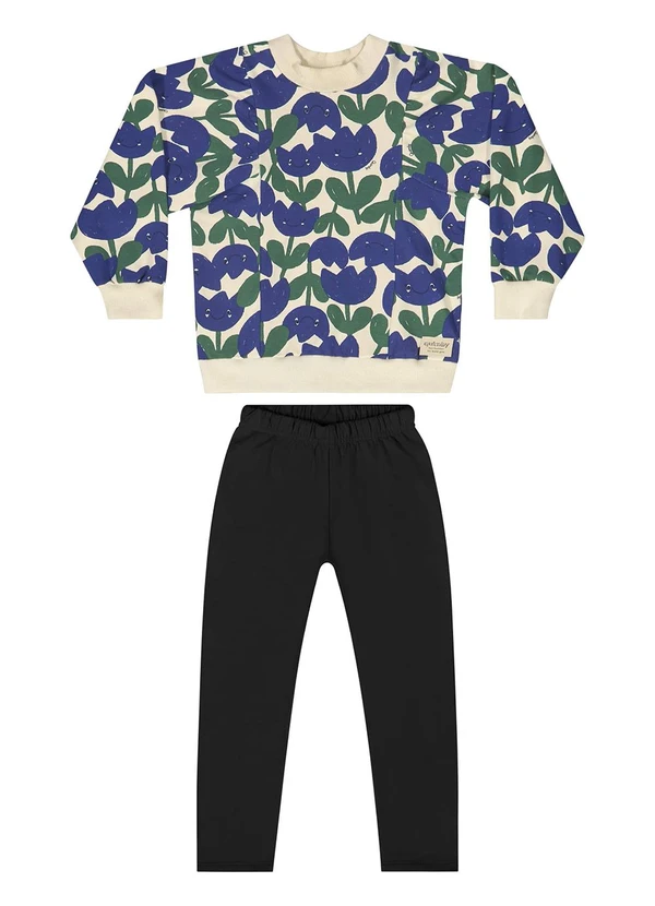 Quimby - Conjunto Blusão Floral e Calça Azul 2