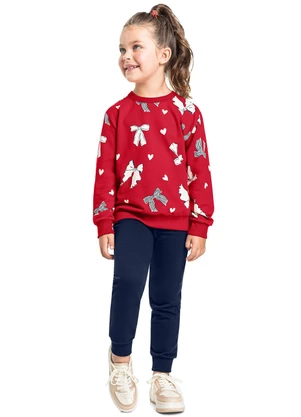 Bee Loop - Conjunto Blusão Laços Corações Vermelho - BEE LOOP