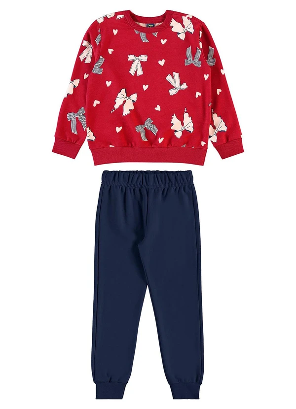 Bee Loop - Conjunto Blusão Laços Corações Vermelho 2