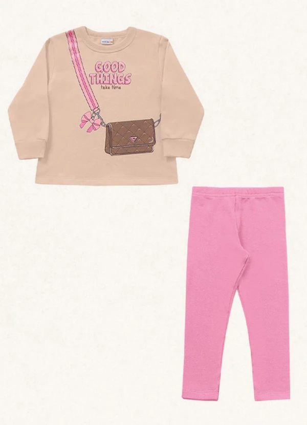 Fakini Kids - Conjunto Blusão/Legging Bege