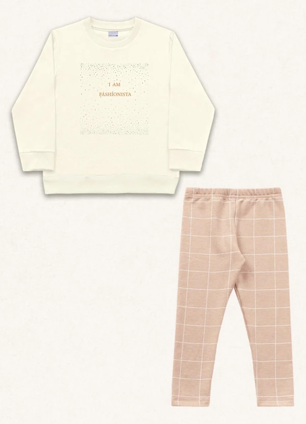 Fakini Kids - Conjunto Blusão/Legging Bege